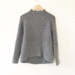 Madewell Northfield Mock Neck Cozy Wool Sweater - Gray, Ribbed Knit